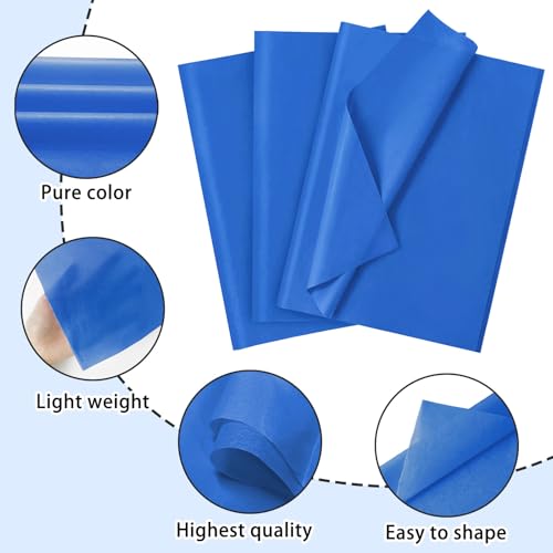120 Sheets 14 x 20 Inch Blue Tissue Paper for Gift Bag Wrapping - color: Blue