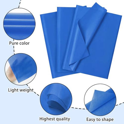 120 Sheets 14 x 20 Inch Blue Tissue Paper for Gift Bag Wrapping - color: Blue