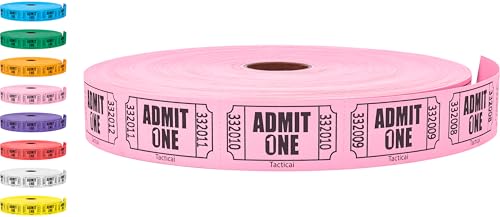 Tacticai 2000 Admit One Raffle Tickets, Single Roll, Pink - color: Pink
