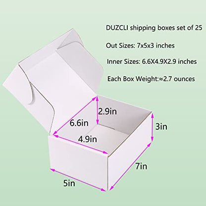 7x5x3 White Shipping Boxes for Small Business, Packing, 25 Pack - color: White, size: 7x5x3 inch