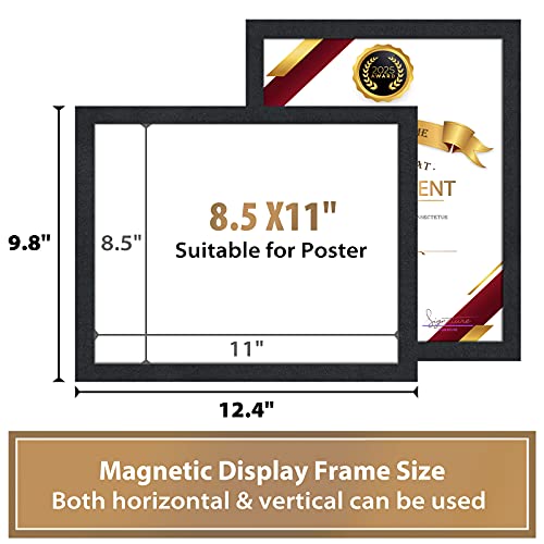 8.5"x 11"Magnetic Sign Holder, Double Sided Window Self-adhesive Frame, Transparent PVC and Strong Magnetic Display Frame for Home/Office/Poster/Certificate/Artwork Display(Black,10Pack)