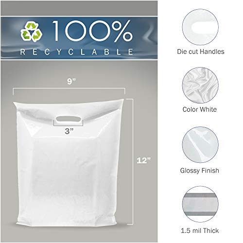 9x12 White Plastic Bags, Small, Glossy Finish, 1.5 Mil Thick, 200 Pack - color: White, size: 1 Count (Pack of 200)