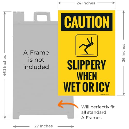 Caution Slippery When Wet Or ICY Sidewalk Sign Kit, (SI-76037) - size: 24x36 Inches, style: 2 Pack - Replacement Panels
