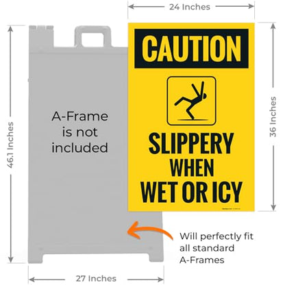 Caution Slippery When Wet Or ICY Sidewalk Sign Kit, (SI-76037) - size: 24x36 Inches, style: 2 Pack - Replacement Panels