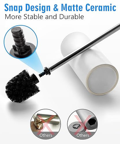 Matt White Ceramic Toilet Brush and Holder Set - color: Matt White, size: Set/2