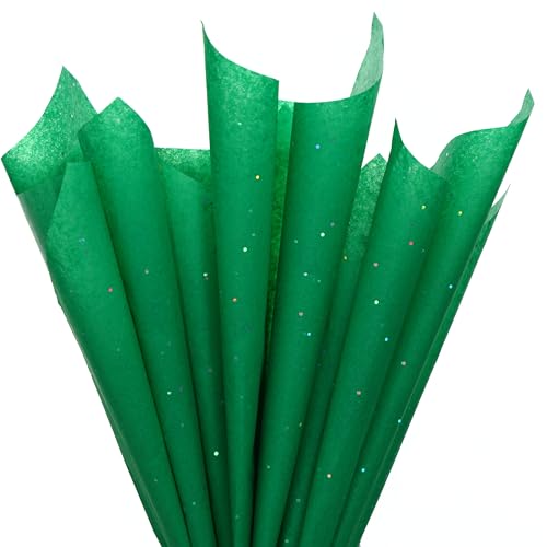 SUNCOLOR 36 Sheets Glitter Green Tissue Paper, 20 x 20 inch Sparkly Wrapping Paper for Gifts, Crafts, Christmas, Packaging, St. Patrick’s Day, DIY Art Projects - color: Green