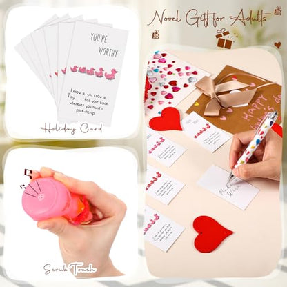 Liliful 24 Sets Pink Red Rubber Ducks with Knit Hat Sunglasses Card Bag - color: Pink Red