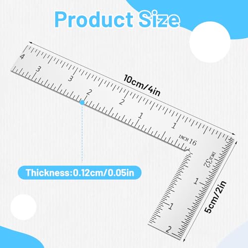 Mabor L Shaped Ruler Mini Measuring Tool, 2 inch by 4 inch Square Ruler 90 Degree Square L Rulers Framing Measuring Tools for Engineers Carpenter