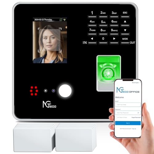 NGTeco Cloud Time Clock for Small Business, Real Remote Access, 4-in-1 Mode - color: Black Silver