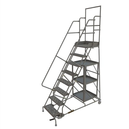Tri-Arc KDSP108246 8-Step Stock Picking Industrial & Warehouse Steel Rolling Ladder with Perforated Tread - size: 8-Step, style: Perforated Tread