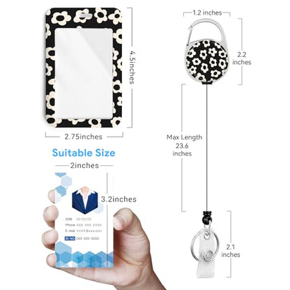 2 Pack Flowers ID Badge Holder with Clip Badge Reels - color: 2 Pack-flowers5
