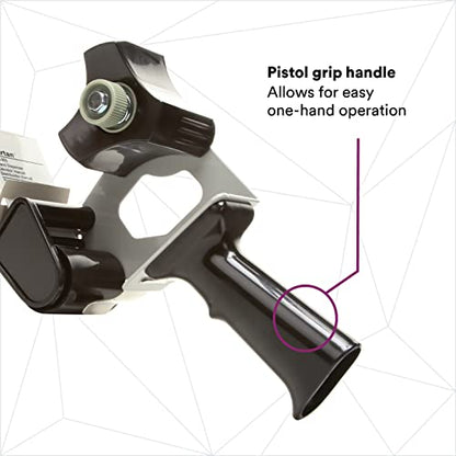 Tartan Pistol Grip Box Sealing Tape Dispenser HB903, Hand-Held Design, Heavy-Duty, Easy-to-Use Application, Black, 2 (Pack of 3) - size: 2" (Pack of 3)