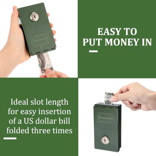 Metal Box for Gambler, Winners Bank Casino Box with Slot and Key - color: Green