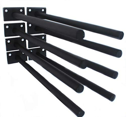 8 Pcs 12" Black Solid Steel Floating Shelf Bracket Blind Shelf Supports - Hidden Brackets for Floating Wood Shelves - Concealed Blind Shelf Support – Screws and Wall Plugs Included - size: 12 Inch, style: 8 Pack-Solid