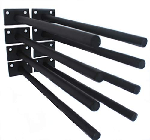 6 Pcs 12" Black Solid Steel Floating Shelf Bracket Blind Shelf Supports - Hidden Brackets for Floating Wood Shelves - Concealed Blind Shelf Support – Screws and Wall Plugs Included - size: 12 Inch, style: 6 Pack-Solid