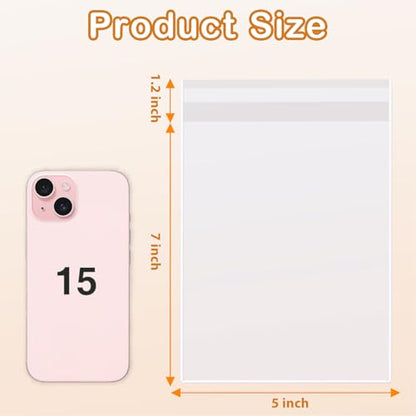 PigPotParty 5x7 in Clear Cellophane Treat Bags, Self-Sealing, 200 Pcs - color: 5"x7" (200pcs)