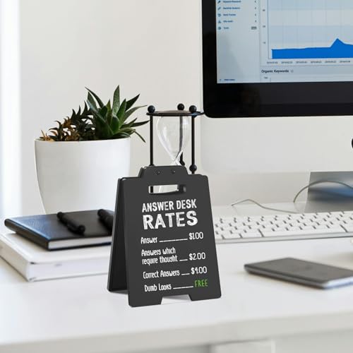 Office Desk Decor Funny Sign "Answer Desk Rates" Humor Plaque, Sarcastic Funny Gag Gift for Coworker, Friends, IT Support, Boss, Customer Service, Cubicle Decor, Christmas White Elephant Gifts - style: "Answer Desk Rates"