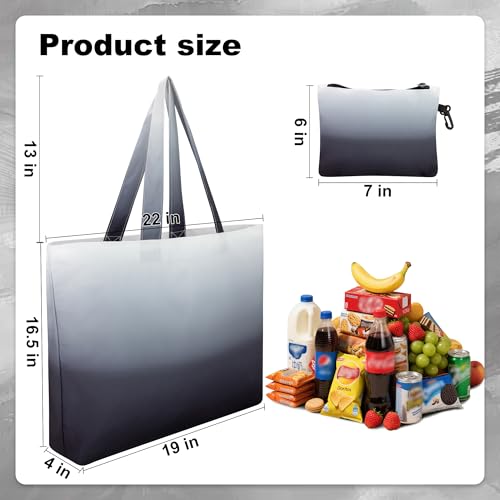 HOLYLUCK Tote Bag with a Detachable Small Bag, Foldable Reusable Grocery Bags 20L Shopping Bag - color: Gradient Black