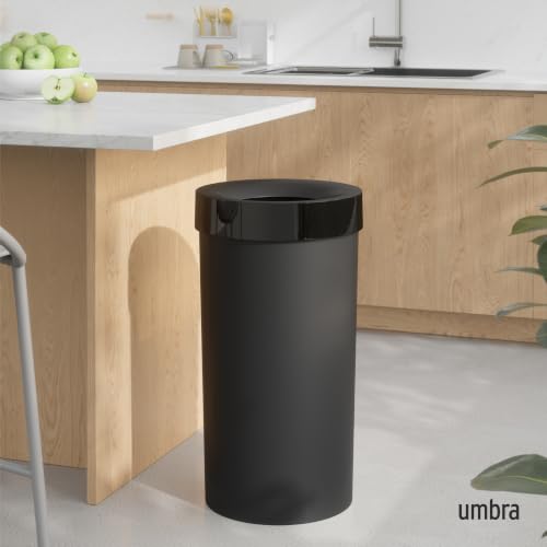 Umbra Vento Kitchen Trash Can, Open Top Bin, 16.5 Gallon, Black - color: Black