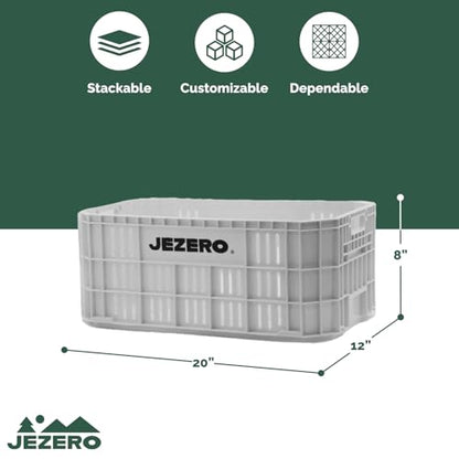 JEZERO Heavy-Duty Plastic Utility Tote | Reinforced Storage Crate for Heavy Loads | Durable & Reusable | 20" x 12" x 8", White, 3-Pack - color: White
