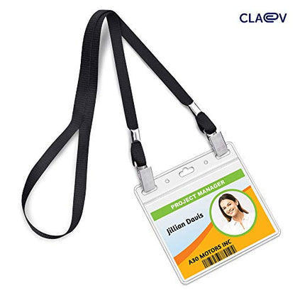 Claev - Horizontal ID Name Badge Holders - Clear, 4x3 Inch, 500 Pack - size: 500