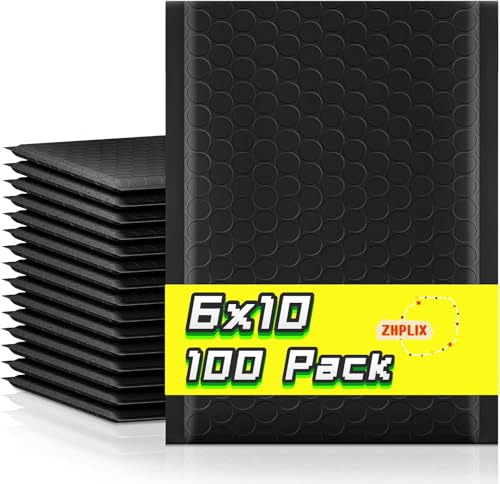 Black Bubble Mailers 6x10 Inch 100 Pack Usable Size 6x9" Waterproof Shipping Bags,Opaque Padded Envelopes Cushioning Padded Mailers for Shipping, Mailing,Small Business Supplies. - size: 6x10