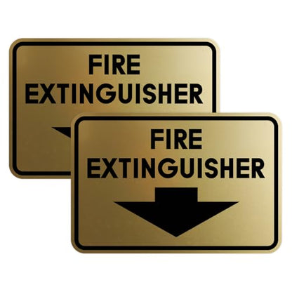 Signs ByLITA Classic Framed Fire Extinguisher (Brushed Gold) - Large 2 Pack - color: Brushed Gold, size: 6 x 8" - Large (2 Pack)