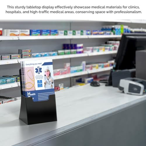 Marketing Holders Brochure Holder 4.25" Black Acrylic Single Pocket Trifold Countertop Literature Organizer for Retail Stores and Business Advertising Display Stand - size: Single Pocket Black