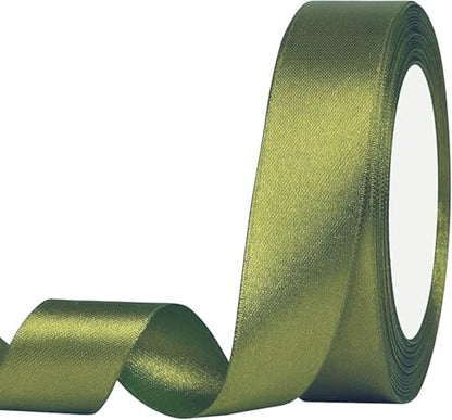 Satin Ribbon Army Green 1 Inch and 25 Yards - color: Army green, size: 1”