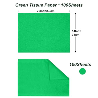 Jkopsnr 100 Sheets Green Tissue Paper 20x14 Inches - color: Green, size: 14x20