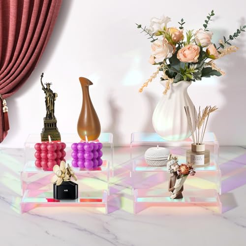 6-Pack Iridescent Acrylic Display Risers, Rainbow Rectangular Set - color: Iridescent-6pcs