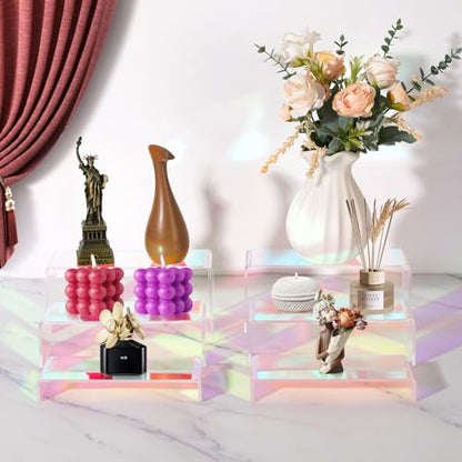 6-Pack Iridescent Acrylic Display Risers, Rainbow Rectangular Set - color: Iridescent-6pcs