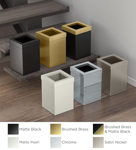 Gatco Small Bathroom Trash Can With Lid, Square 3 Gallon Stainless Steel Wastebasket, Under Sink, Chrome, For Bathroom, Bedroom, Office (1913) - color: Chrome