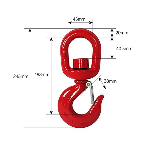 5 Ton Swivel Lifting Hook with Safety Latch，Swivel Hooks Heavy Duty for 5Ton Working Load Limit Chain Hook for Lifting Port Transportation