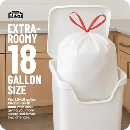 Heavy-Duty Trash Bags – 144 count, 18 Gallon Black, Ultra Thick Drawstring Garbage Bags – Leak-Resistant for Home & Commercial Use, Big Trash Bags, Made in USA - color: White, size: 1 Count (Pack of 144)