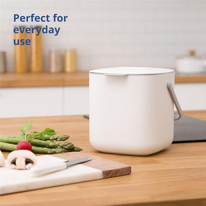 Blue Ginkgo Kitchen Compost Bin, 2.6L Countertop Compost Bin, White - color: White, size: 0.69 gal / 2.6 L (Single Handle)