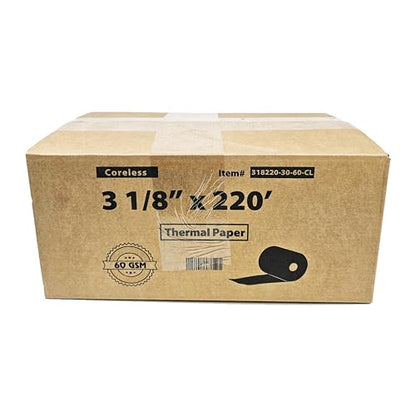 (30 Coreless Rolls - 60 GSM Heavy Thermal) 3 1/8 x 220 Thermal Paper Receipt Rolls fits all Clover POS Cash Register Printers for TSP500 TSP600 TSP 700 TSP2000 CT S300 from BuyRegisterRolls