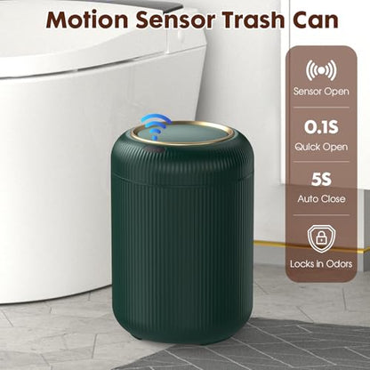 Procade Touchless Sensor Trash Can Bathroom,Small Gold + Green Garbage Can - color: Green