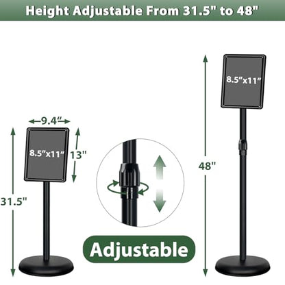 6 Pack Pedestal Sign Holder, 8.5 x 11" Adjustable Floor Standing Sign Stand - color: Black, size: 8.5x11in-6p