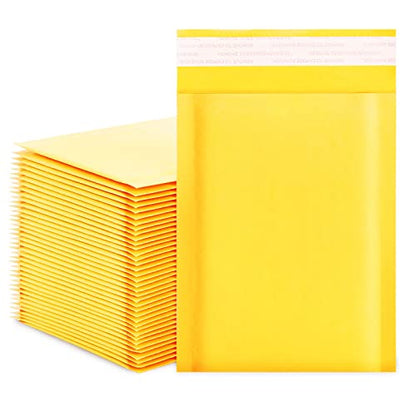 DaSen Kraft bubble mailers 4x7 Inch 50 Pack,Self-Sealing Paper Envelopes for Packaging,Strong Adhesion Envelope Mailers, Small Waterproof Cushioned Padded Shipping Bags Yellow #000 - size: 4x7-50Pc