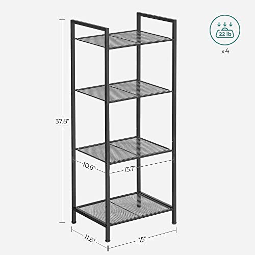 SONGMICS 4-Tier Storage Rack, Bathroom Shelf, Extendable Plant Stand