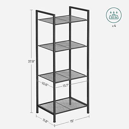 SONGMICS 4-Tier Storage Rack, Bathroom Shelf, Extendable Plant Stand