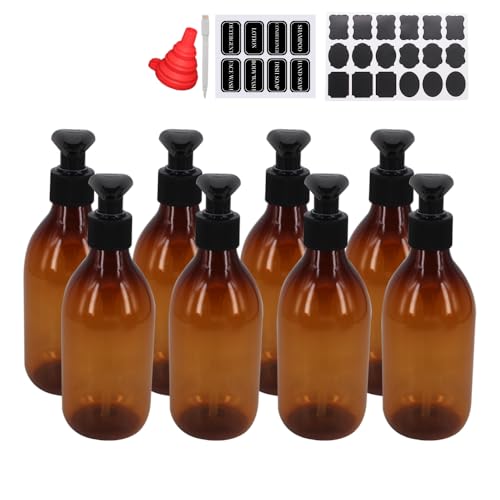 zmybcpack 8 Pack 8oz Empty Plastic Pump Lotion Bottles, Amber Pump Bottles - size: 8oz (8pack Amber)