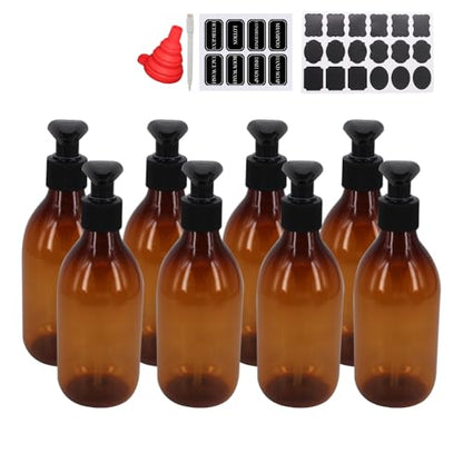 zmybcpack 8 Pack 8oz Empty Plastic Pump Lotion Bottles, Amber Pump Bottles - size: 8oz (8pack Amber)