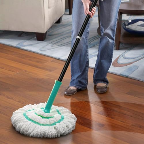 KeFanta Self Wringing Twist Mop with 57 " Long Handle, Easy Wring mop - color: Teal (1 Handle & 1 Mop Head)