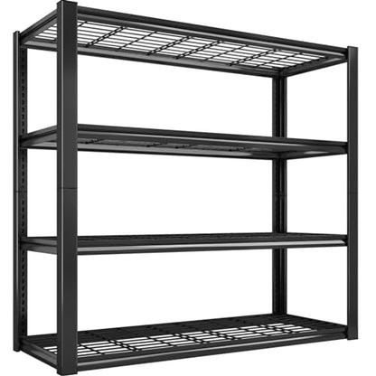 REIBII 40" W Storage Shelves with Wire Mesh Panels for Garage Organization - color: Black