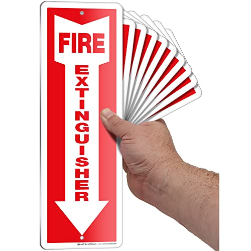 iSYFIX Fire Extinguisher Aluminum Signs, 4x12 Inch, 10 Pack - color: METAL