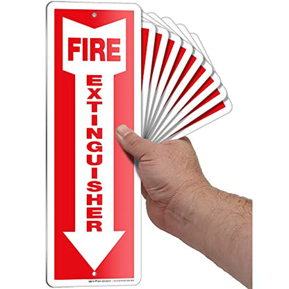 iSYFIX Fire Extinguisher Aluminum Signs, 4x12 Inch, 10 Pack - color: METAL