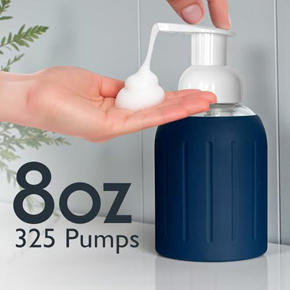 Foaming Glass Hand Soap Dispenser Navy Blue Foam 8oz - color: Navy Blue