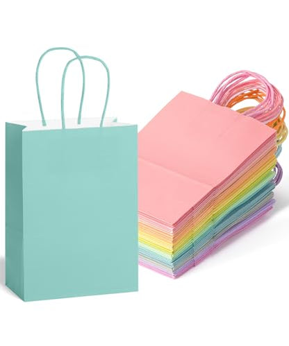 Mr. Pen- Paper Gift Bags with Handles, 32 Pack, 8.3" x 5.9" x 3.1" - color: Dreamy Spring